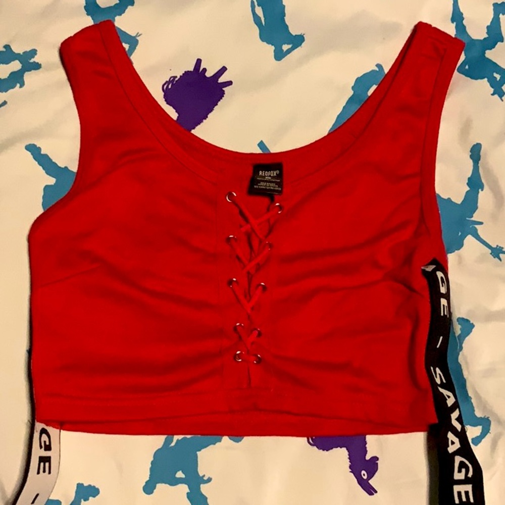“Savage” LACE UP CROP TOP